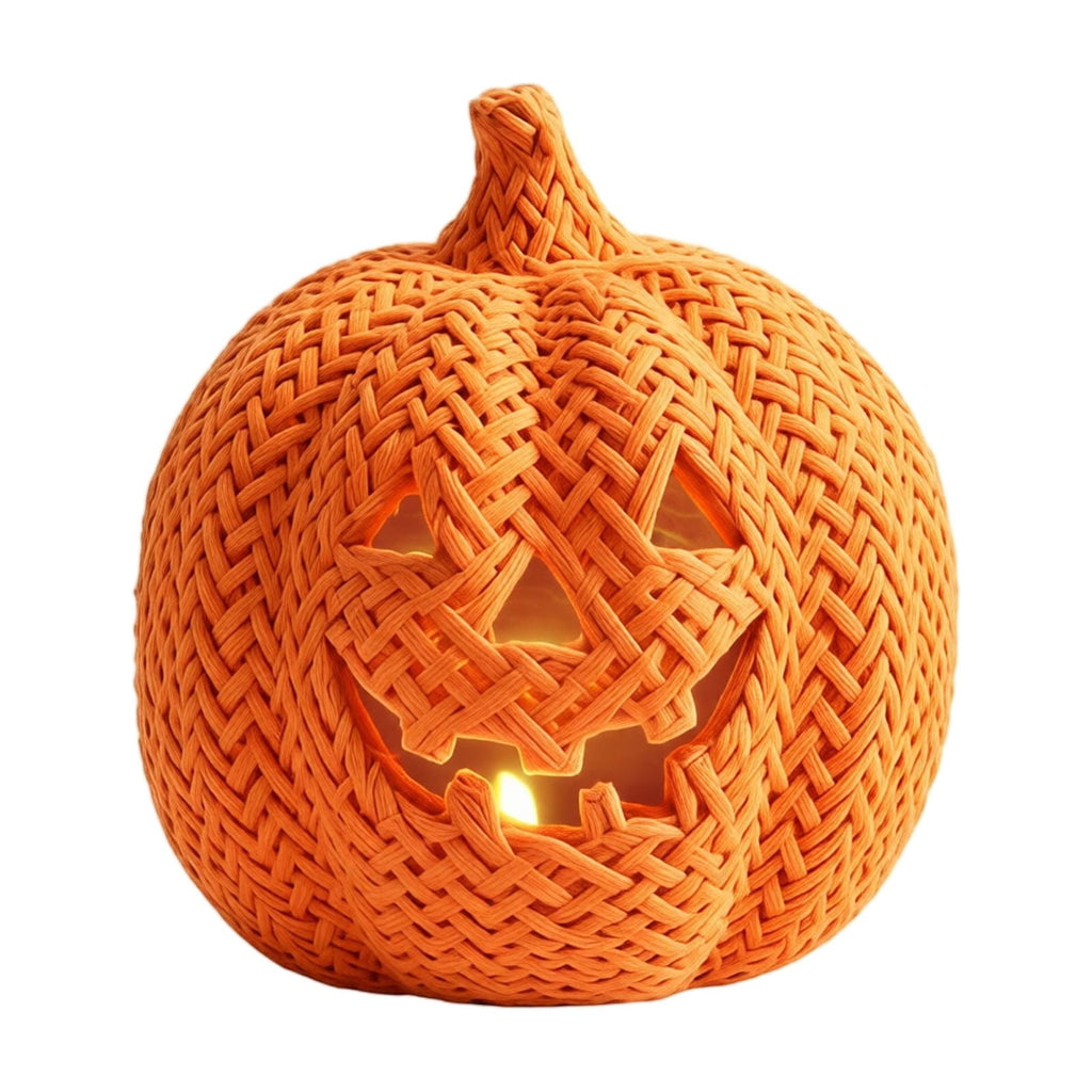 Aximioll Halloween Black Woven Jack-O-Lantern Pumpkin Decor, Hand Woven Rattan Wicker Style Statue, Trick or Treat Candy Bowl Lantern for Porch Entryway Fireplace Mantel Table, Black, 11 Inches