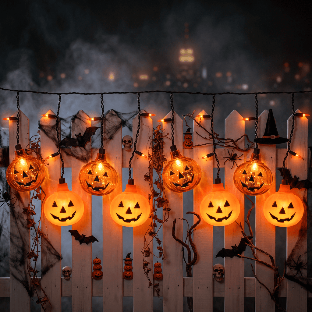 7Ft Halloween Pumpkin String Lights, Halloween Decorations Lights with 10 LED Colorful Pumpkin Lights 15 Orange Bulbs, Hanging Fairy Lights for Outdoor Curtain Garden Porch Bar Party Bedroom Decor