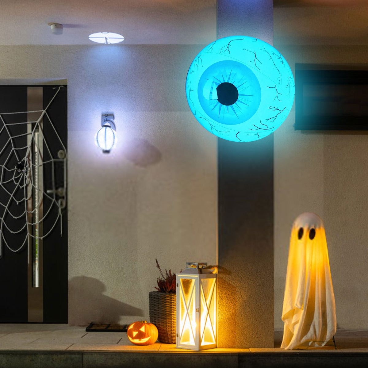 Kumdkd 15.7" Halloween LED Eyeball Inflatable Decor - Color Changing Party Balloon with Remote Control for Indoor/Outdoor Scary Decorations