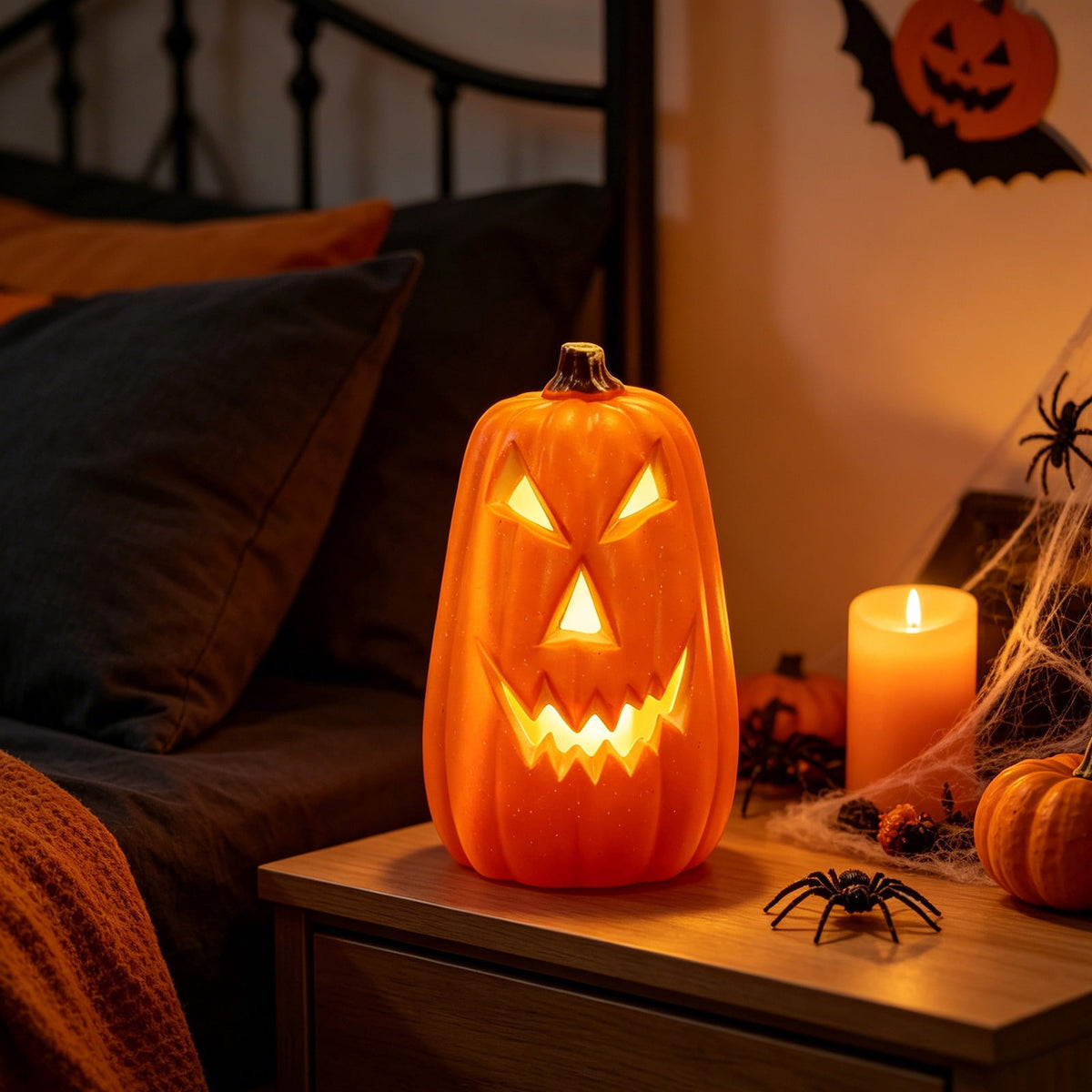 Halloween Lighted Pumpkin Large Plastic LED Pumpkin Decoration for Outdoor Yard Porch Home Storefront Shopping Mall Holiday Display Decor