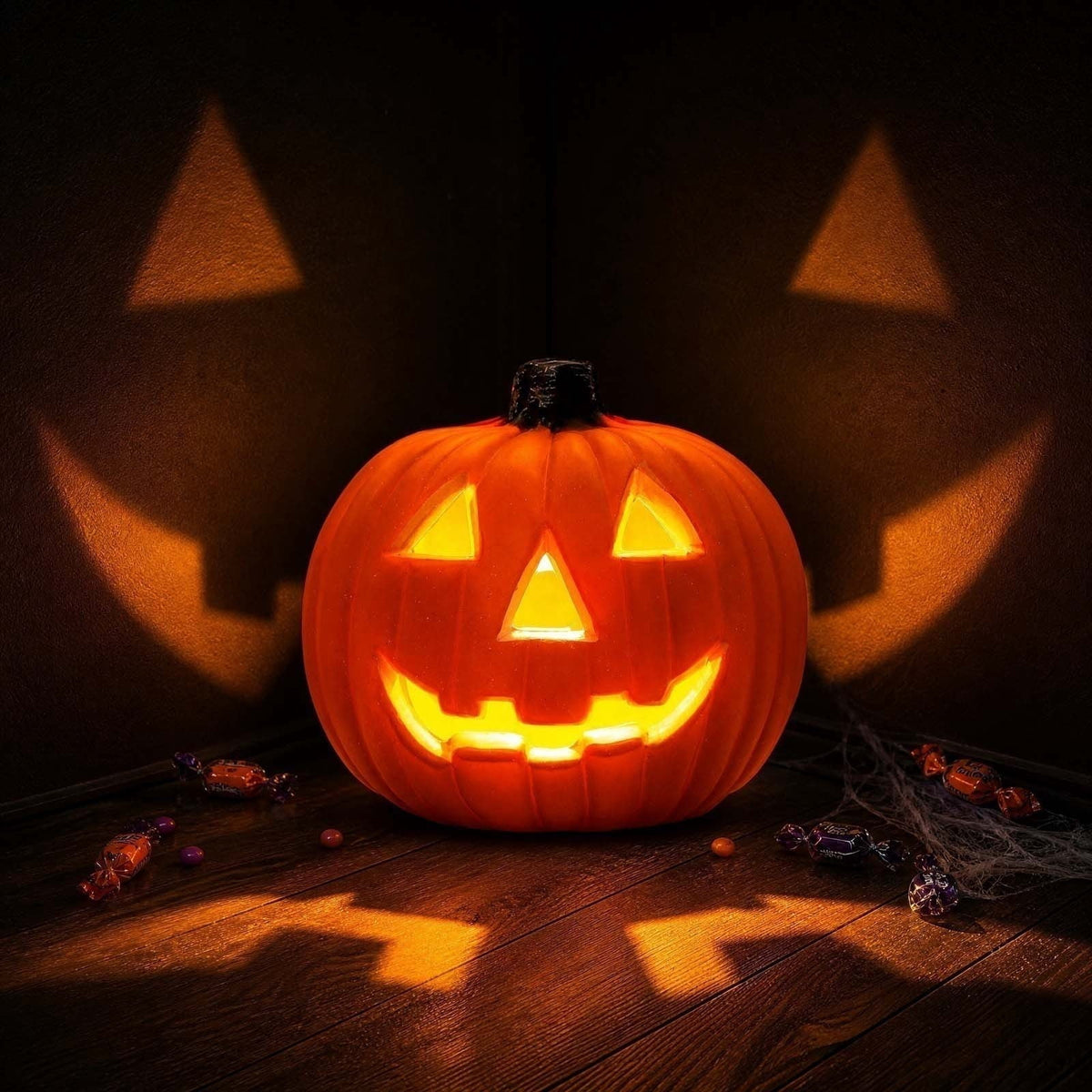 Halloween Pumpkin LED Light Lamp Blow Mold Pumpkin Decoration For Tabletop Shelf And Mantel
