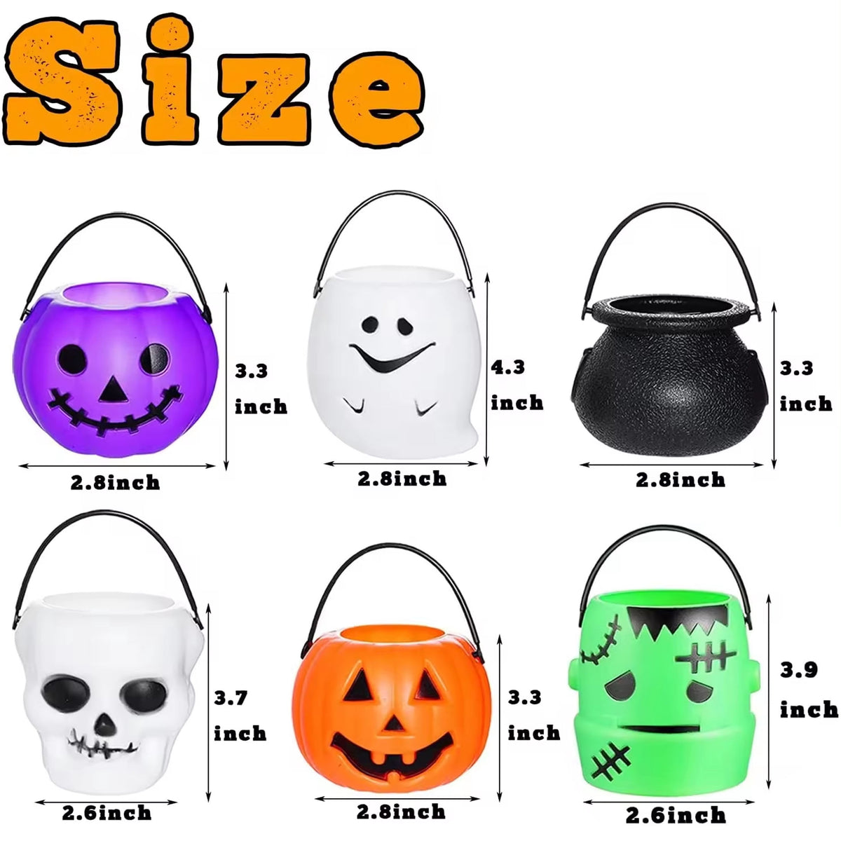 CRAZY NIGHT 12PCS Mini Halloween Pumpkin Candy Bucket, Plastic Trick or Treat Basket for Kids, Portable Halloween Candy Pumpkin Pails for Halloween Party Decor Favors