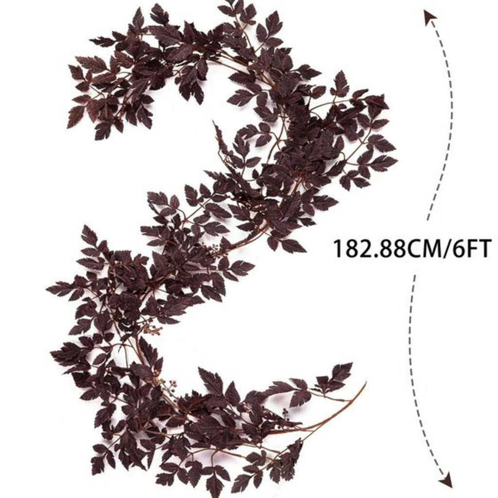 Halloween Black Garland with LED Lights 70.87 Inch Gothic Foliage for Mantel Stair Halloween Party Home Indoor Decor