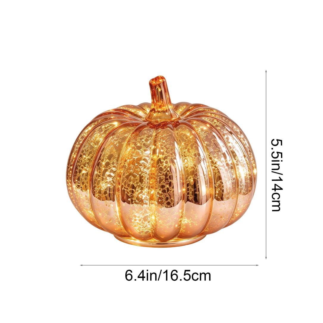 Fall Mercury Glass Light up Pumpkin Decor Fall Decoration for Home Thanksgiving Lamps for Festive Decoration Halloween Decorations Starry Night Pumpkins Tabletop Centerpiece Fall Home Decor