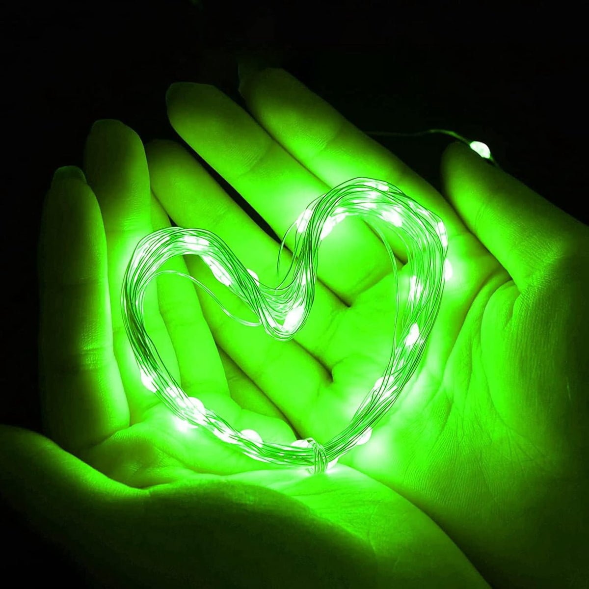 AWLYLNLL 20 Pack Led Fairy Lights Battery Operated String Lights Waterproof Silver Wire 7 Feet 20 Led Firefly Starry Moon Lights for DIY Wedding Party Bedroom Patio Christmas (20 Pack, Green)