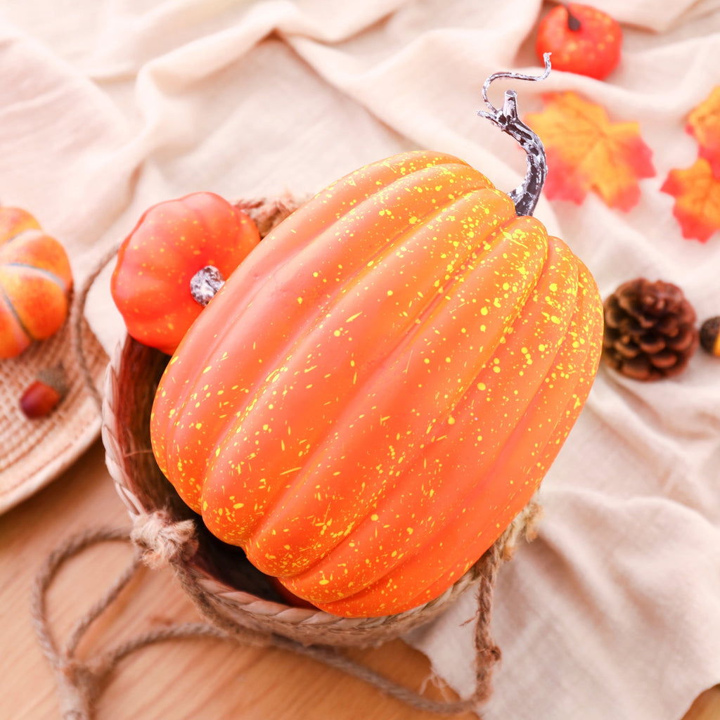 RUINIXCW 8 Inch Large Artificial Pumpkins Fall Decorations Thanksgiving Halloween Pumpkins Giant Fake Pumpkins Foam Pumpkins Autumn Harvest Home Decor