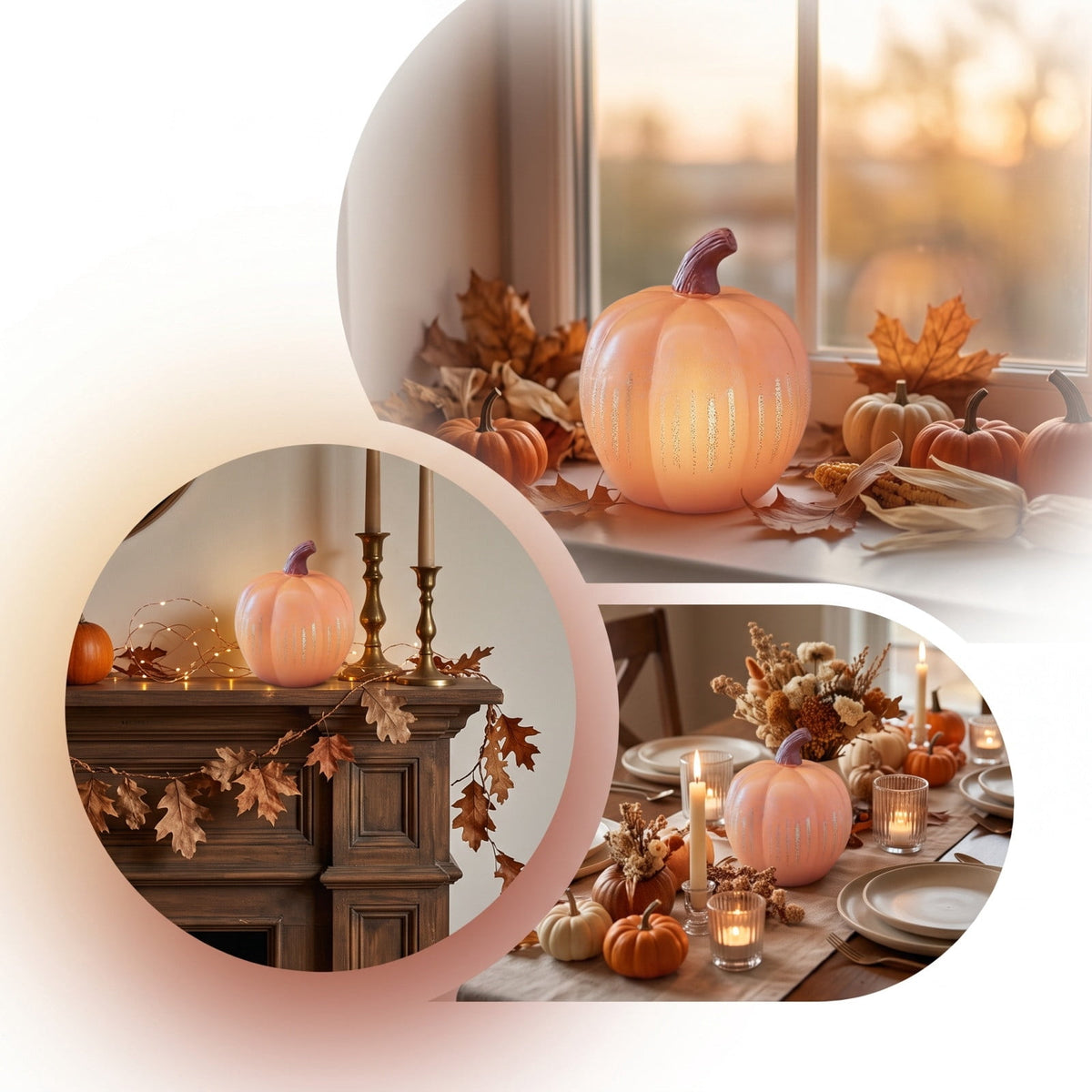 Halloween Lamp Decorations, 2026 New Pumpkin Light, Cute LED Pumpkin Figurine, Sparkling Night Glass Pumpkins Lamp for Shelf Mantel Fireplace Party Indoor Outdoor Fall Holiday Decor