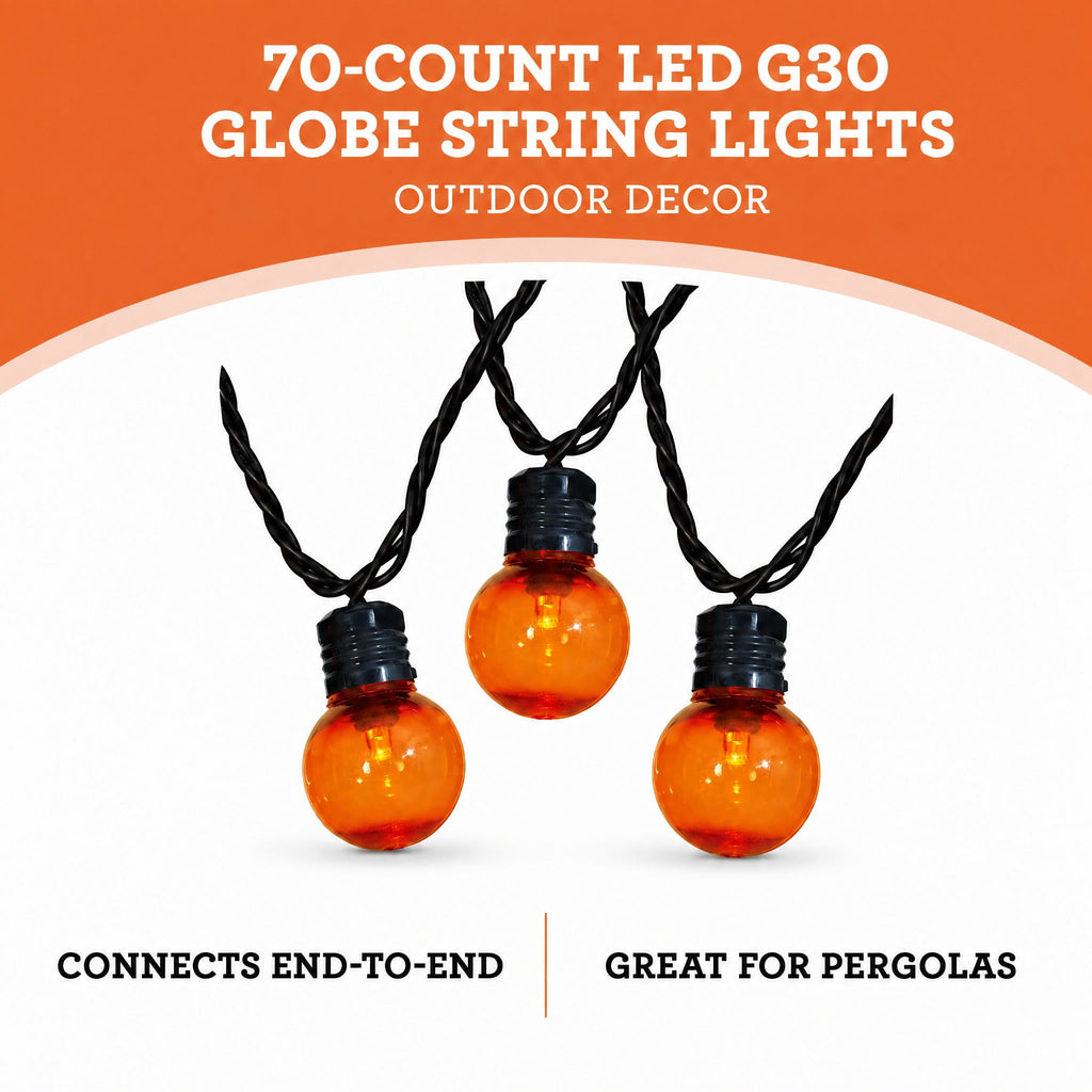 Indoor/Outdoor 70-Count LED G30 Globe String Lights, Multicolor, 21', Halloween by Way To Celebrate