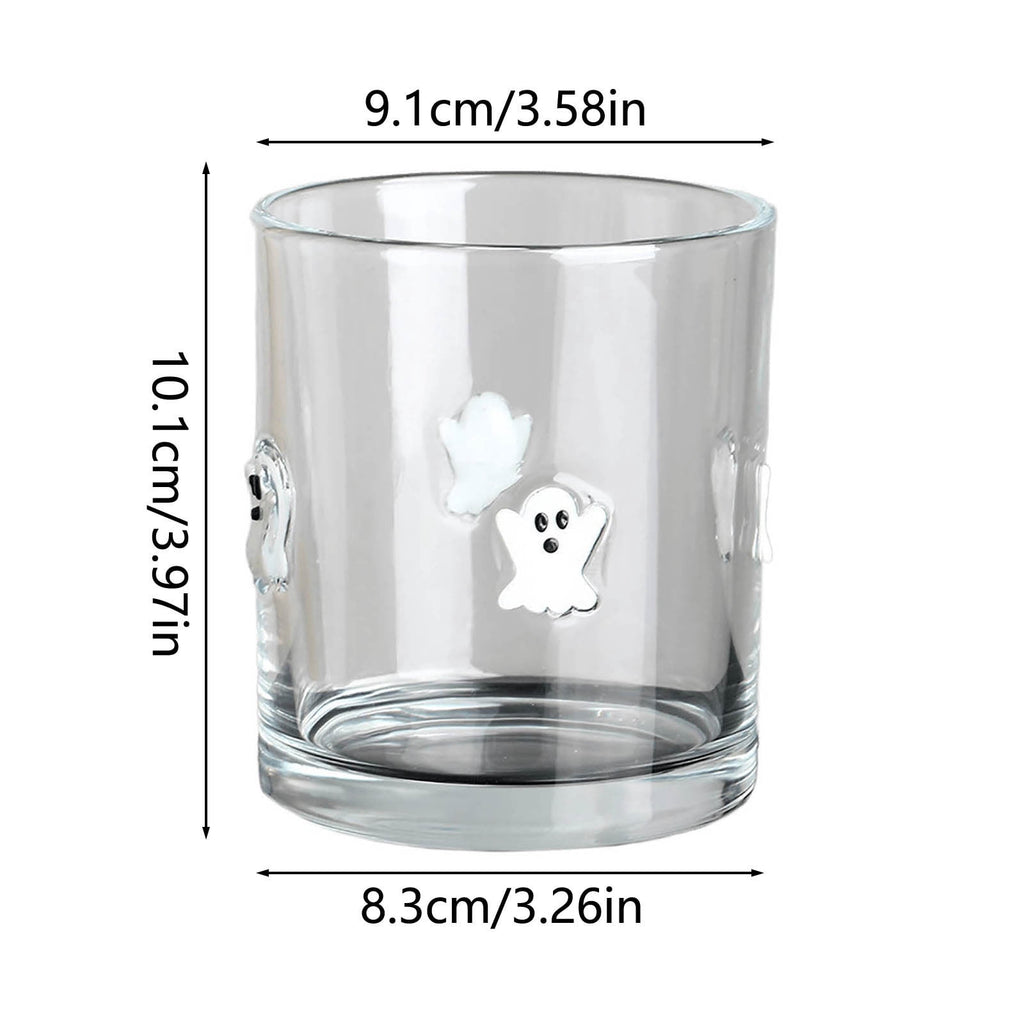 Qocolcyl Halloween Icon Glass Cups- 350ml Pumpkin Black Cat Bat Ghost Stemless Wine Glasses Old Fashioned Icon Hand Blown Drinking Cups for Party Supplies&Gift