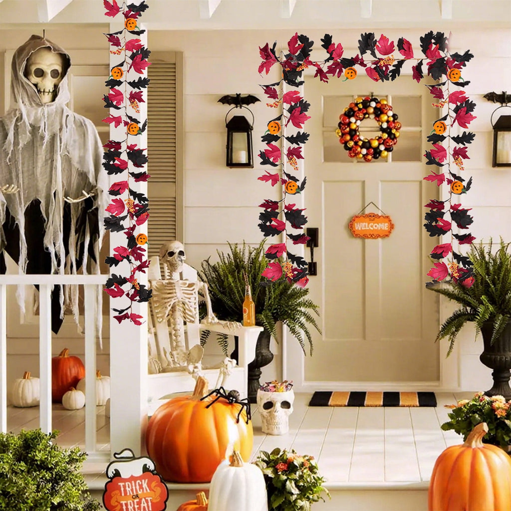 XGFHYJEH Halloween Decor, Halloween Decorations, Halloween Decorations Indoor, Halloween Decor Indoor, Halloween Garland Halloween Pumpkin Rattan Maple Leaf Rattan