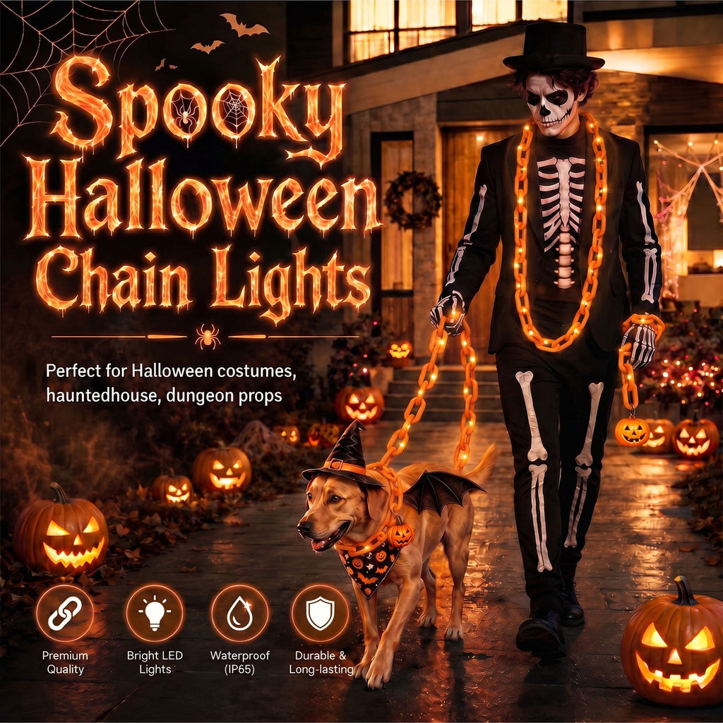 VOLIVO Halloween Chain Lights, 10FT 8 Modes Waterproof Battery Operated Halloween Decorations for Outdoor Party, Cosplay, Spooky (Purple)