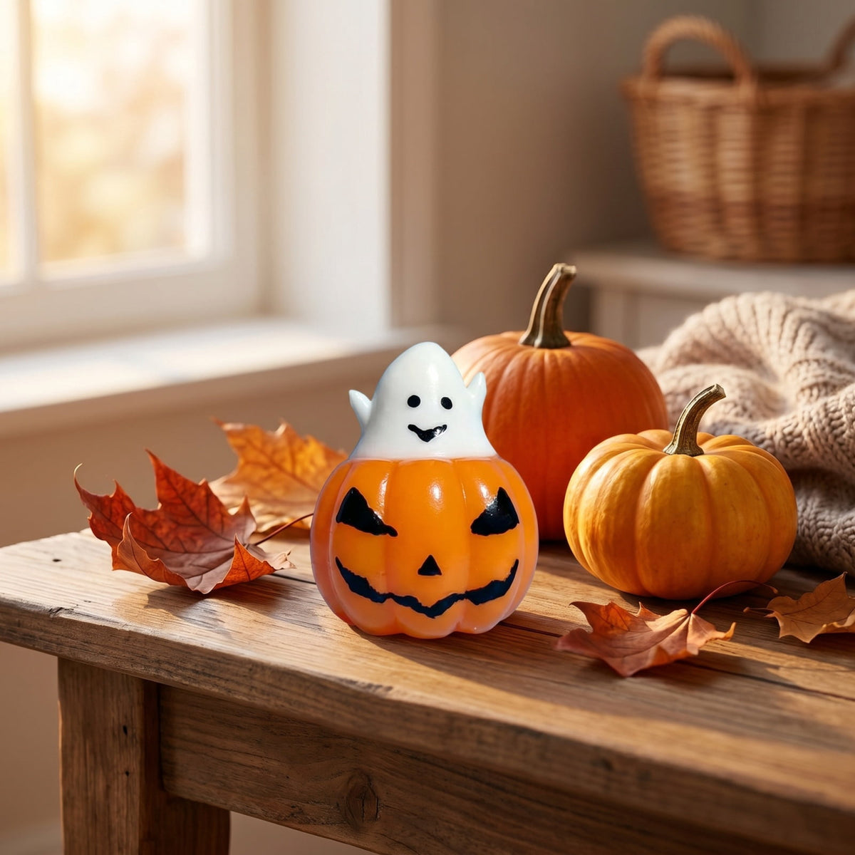Zydvens Halloween Spooky Ghost in Jack-O'-Lantern Squishy Toys - Cute Matte Pumpkin Ghost Sensory Fidget Toy for Halloween & Thanksgiving Holiday Party Favors
