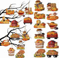 48 Piece Fall Wooden Tree Ornaments Pumpkin Scarecrow Thanksgiving Maple Leaf Decorations