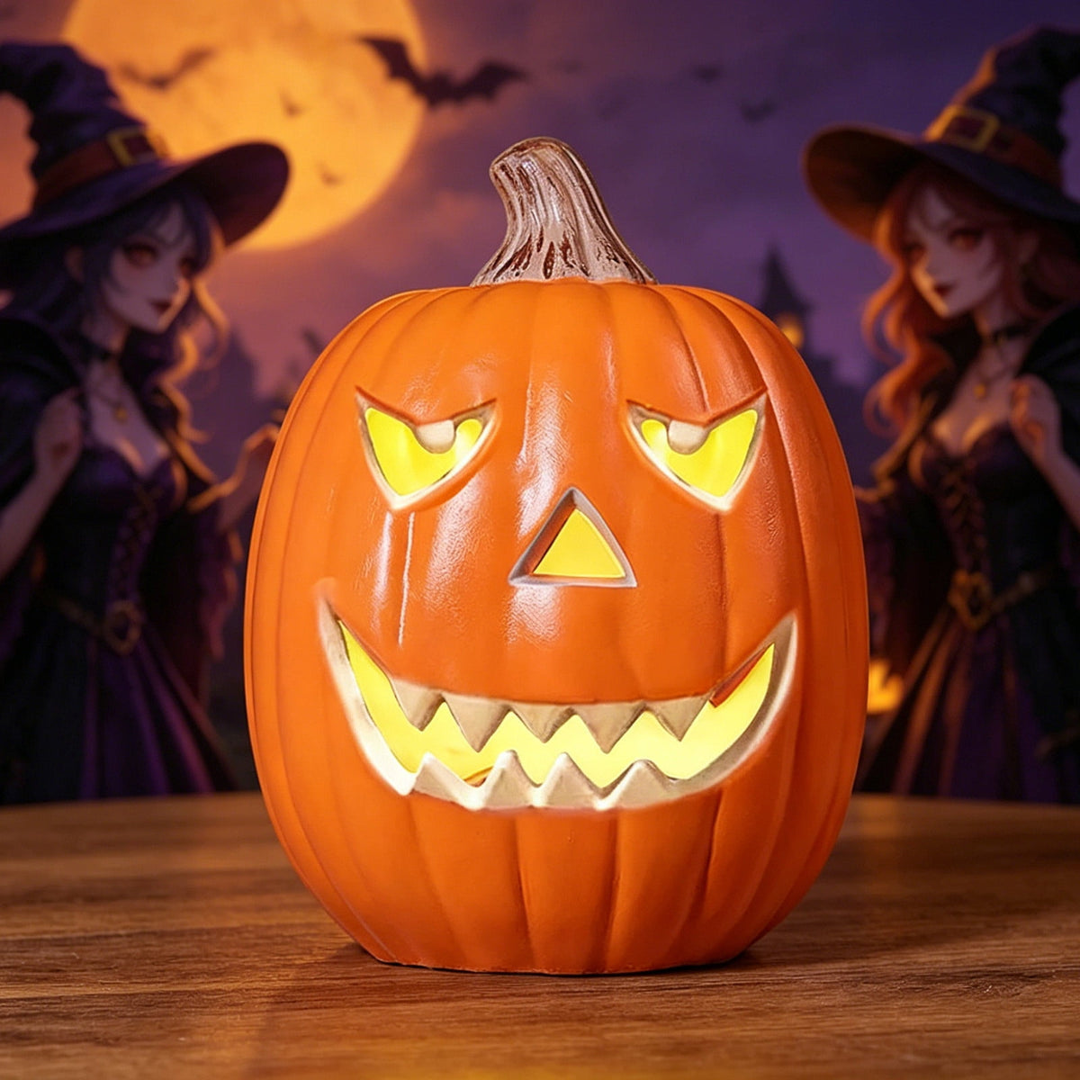 Large Halloween Pumpkin Decoration with Warm LED Light, Blow Molded Plastic for Outdoor Yard Porch Display, Plug and Play or Battery Operated Festive Decor