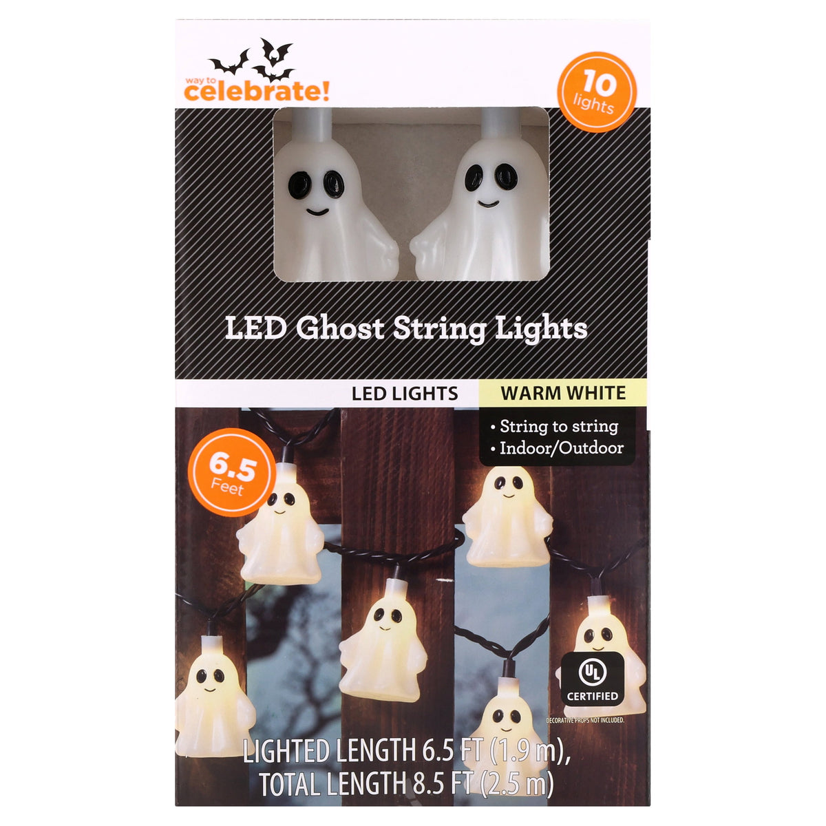Indoor/Outdoor 10-Count LED Pumpkin String Lights, Warm White, 6.5', Halloween by Way To Celebrate