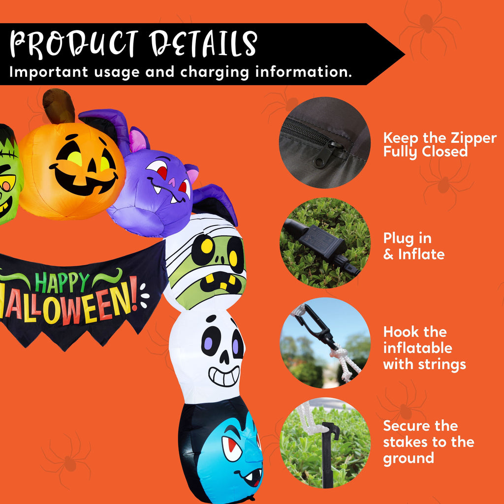 Joyfy 5 FT Halloween Inflatable Ghost Decoration with Colorful LEDs,Trunk or Treat Car Decorations Kit Ghost Trio with Built-in LED Light for Halloween Party Indoor,Outdoor,Yard,Garden Decor