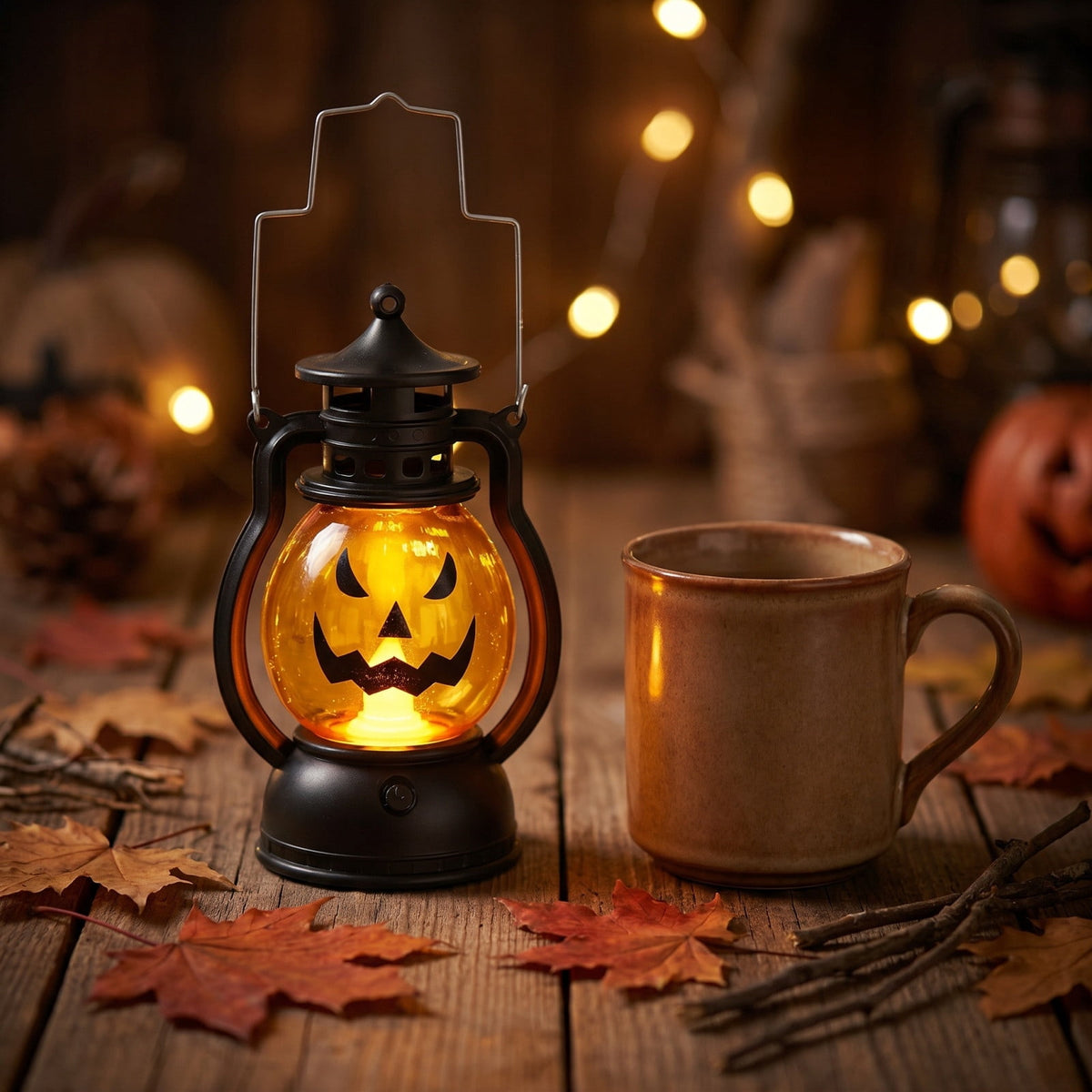 Halloween Lights Outdoor, Pumpkin Lantern with LED Light, Cute Expression Halloween Party Lanterns with Portable Handle, for Fall Decor Yard Garden Bedroom Living Room Indoor Outdoor