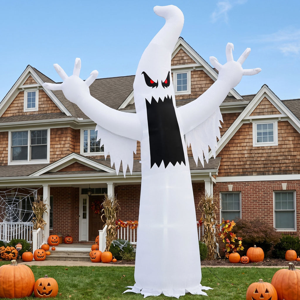 Joyfy 12ft Halloween Ghost Inflatable,Giant Ghosts inflatables with Build-in LEDs Outdoor Decorations,Blow Ups Halloween Yard Inflatables