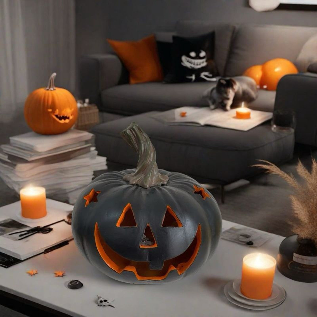 Aximioll Halloween Scary Pumpkin Lights — Grey Tone with Eerie Glow, Halloween Decorations for Front Yard Pathways, Trick or Treat Routes & Outdoor Haunted Displays for creepy outdoor setups