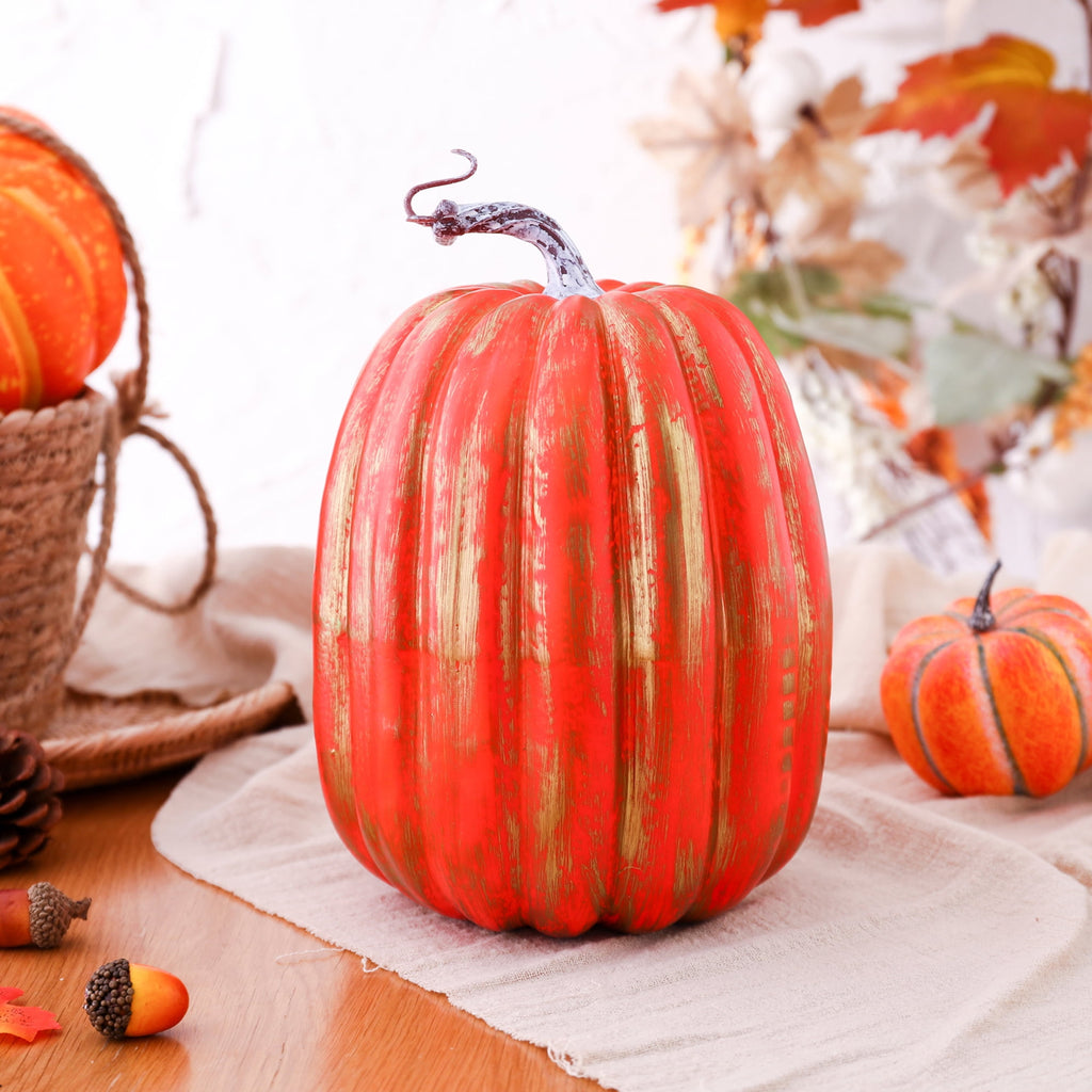 RUINIXCW 8 Inch Large Artificial Pumpkins Fall Decorations Thanksgiving Halloween Pumpkins Giant Fake Pumpkins Foam Pumpkins Autumn Harvest Home Decor