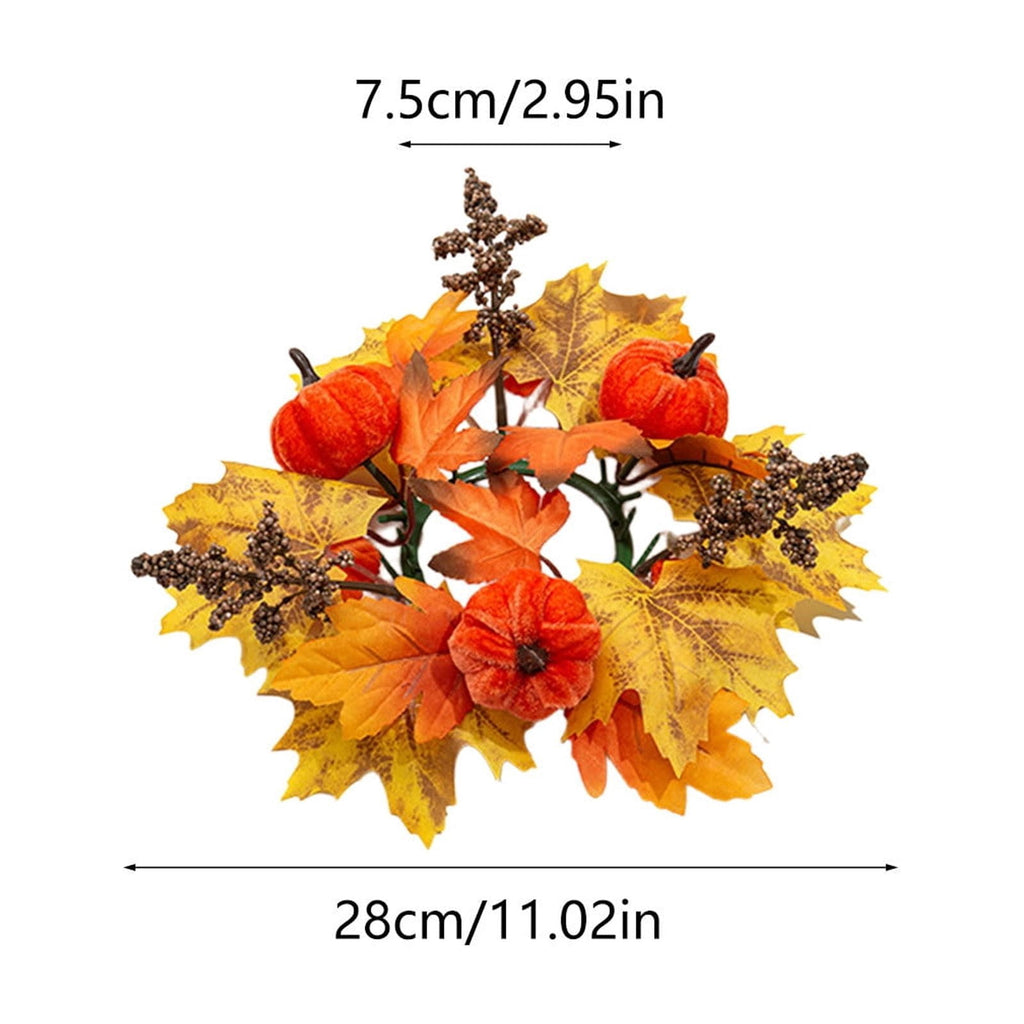 Fall Maple Leaf Front Door Wreath, Multicolor Plastic Seasonal Wreath for Halloween Thanksgiving Christmas Indoor Wall Fireplace Home Decor, 9.84 Inch