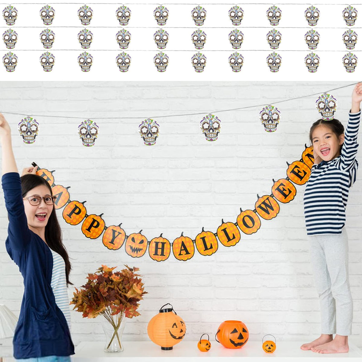 Ayieyill Halloween String Lights, 15ft 30 LED Skull Halloween Lights Halloween Decorations Indoor Outdoor