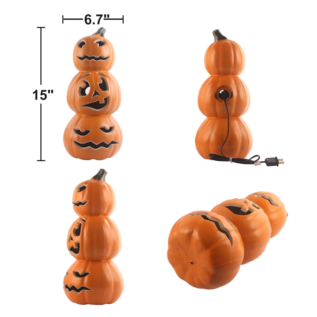 Gamexcel 14in Halloween Pumpkin Jack O Lantern With LED Bulb Indoor/Outdoor Pumpkin Party Decoration