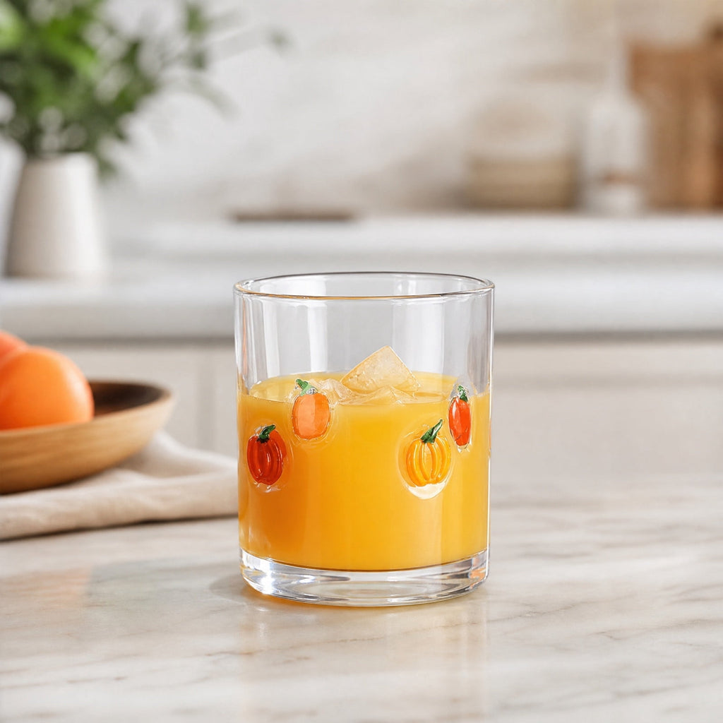 Qocolcyl Halloween Icon Glass Cups- 350ml Pumpkin Black Cat Bat Ghost Stemless Wine Glasses Old Fashioned Icon Hand Blown Drinking Cups for Party Supplies&Gift