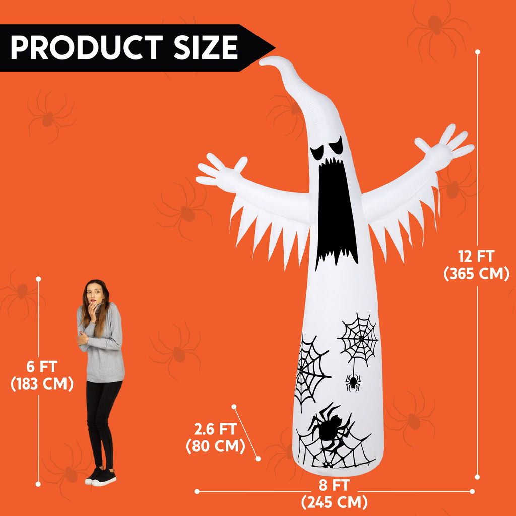 Joyfy 12ft Halloween Ghost Inflatable,Giant Ghosts inflatables with Build-in LEDs Outdoor Decorations,Blow Ups Halloween Yard Inflatables