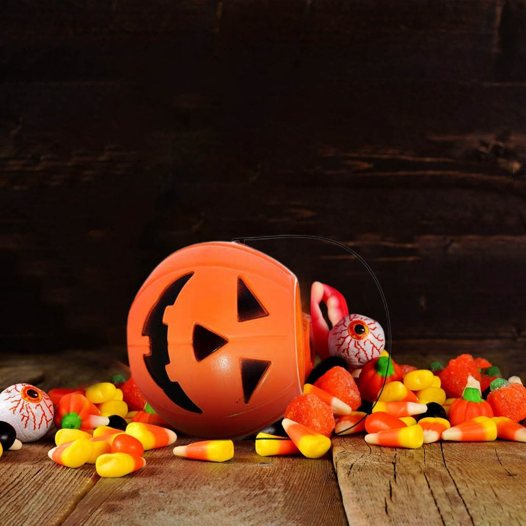 Konghyp Pumpkin Candy Bucket, Halloween Pumpkin Pail, Portable Candy Container, Cute Halloween Decoration, Reusable Trick or Treat Accessory, Festive Party Prop