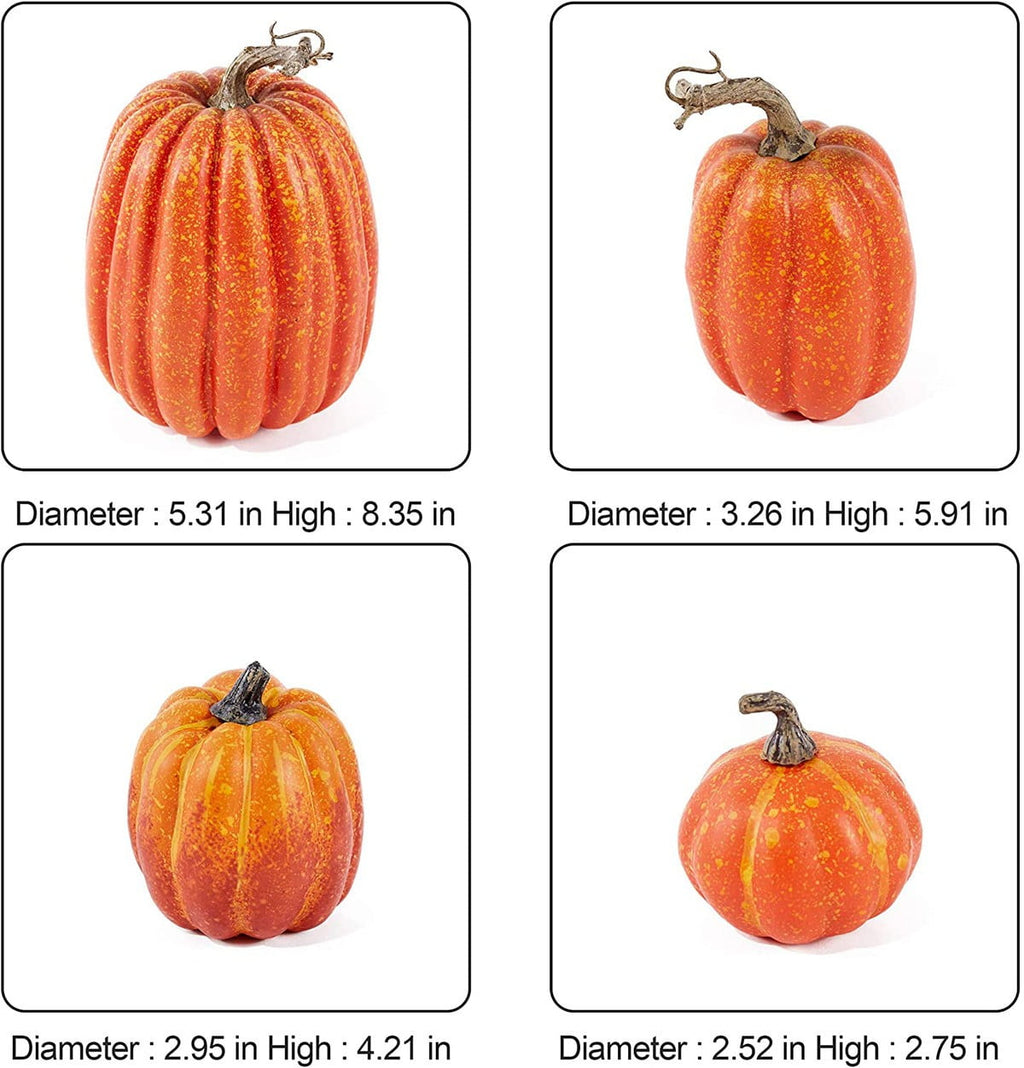 7 Pcs Assorted Sizes Artificial Pumpkins Fall Decor Fake Faux Foam Pumpkins for Halloween Thanksgiving Harvest Home Table Decor (Pink)
