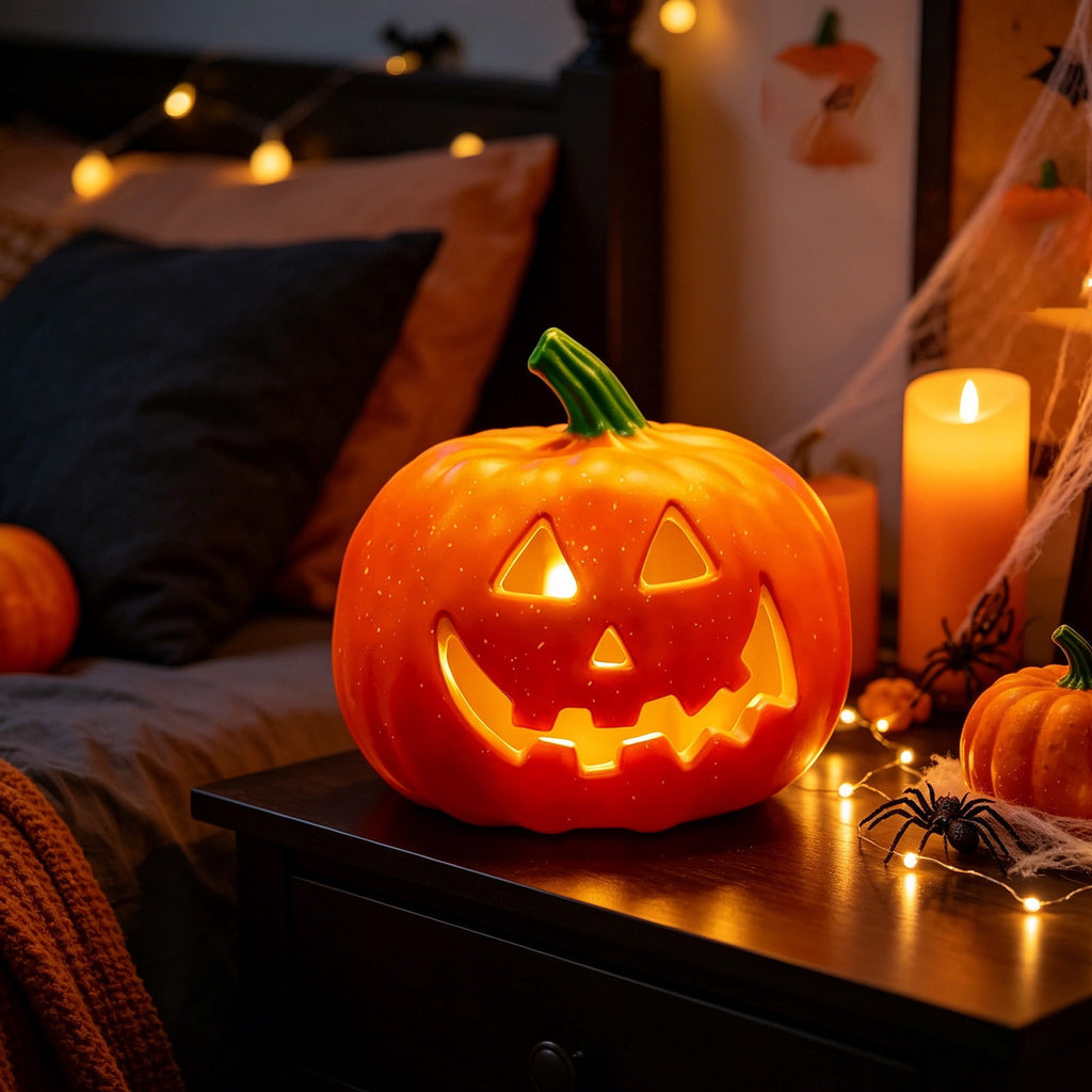 Halloween Lighted Pumpkin Large Plastic LED Pumpkin Decoration for Outdoor Yard Porch Home Storefront Shopping Mall Holiday Display Decor