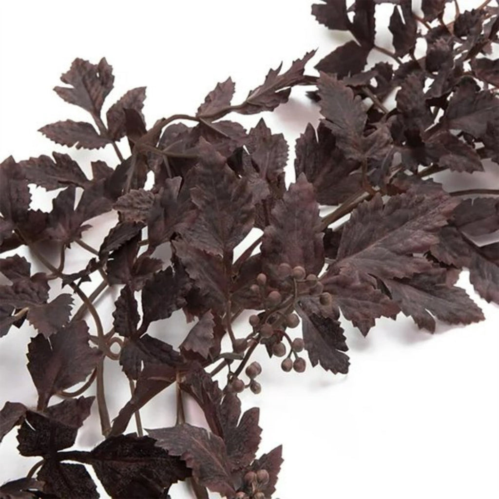 Halloween Black Garland with LED Lights 70.87 Inch Gothic Foliage for Mantel Stair Halloween Party Home Indoor Decor