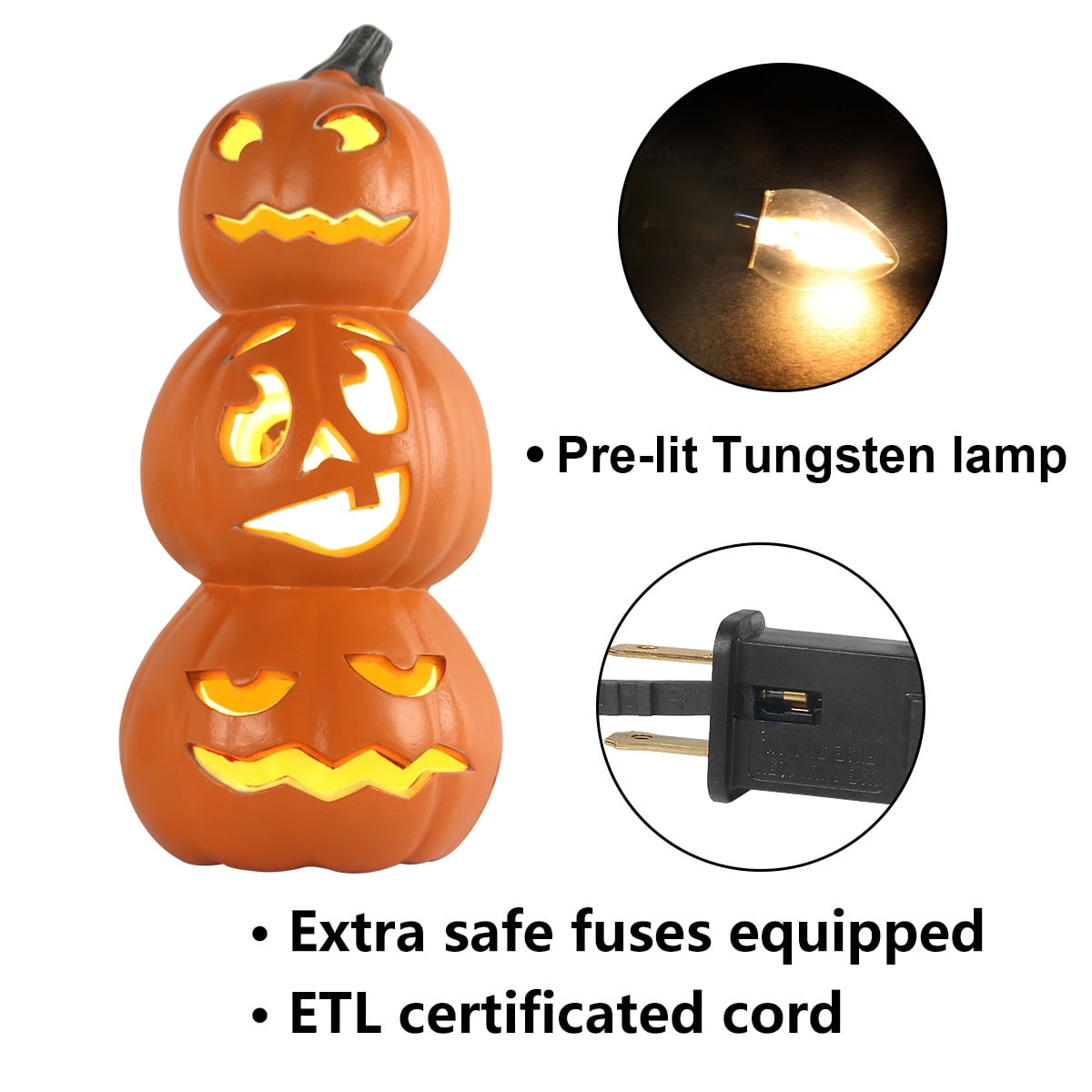 6" Jack O' Lantern - Battery Operated Halloween Pumpkin Lantern - Waterproof for Indoor Outdoor Decorations Favors
