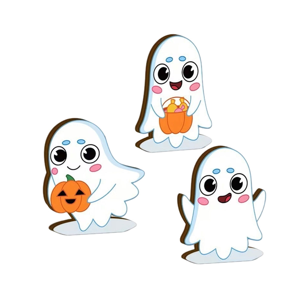 Halloween Ghost Figurine, Resin Lighted Ghost Ornament with Pumpkin Lantern & Beverage Cup, Tabletop Halloween Indoor Decor