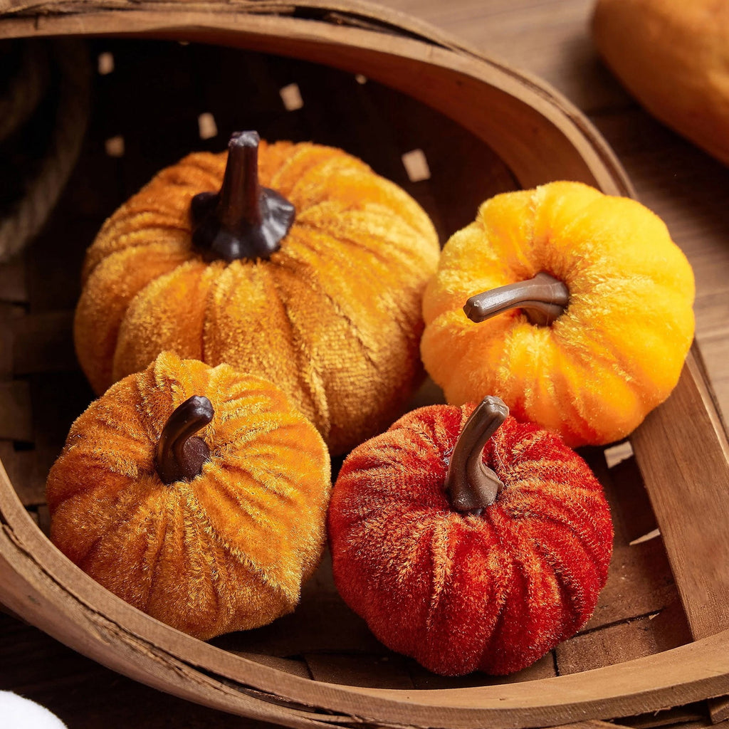 12 Pcs Small Velvet Pumpkins Artificial Pumpkins 2 Sizes for Fall Decor Wedding Thanksgiving Halloween Party Table Centerpiece Farmhouse Decoration, Blue