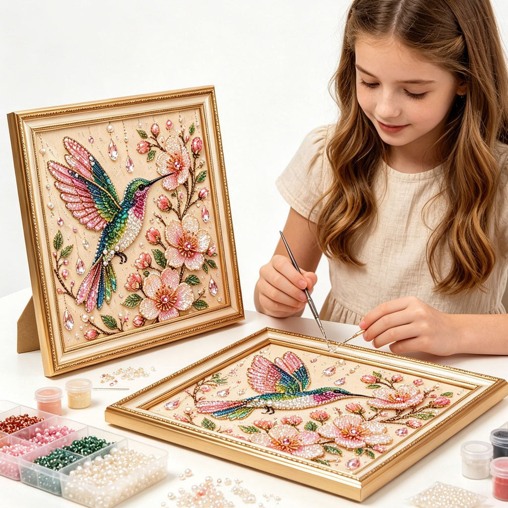 JWZZYD DIY Christmas Pearl Painting Art Kit with Frame, 9.8" Christmas Pearl Beads Art Craft Set, Gemstone Dots Beads for Holiday Christmas Wall Decor, Decoration Gift(Reindeer)