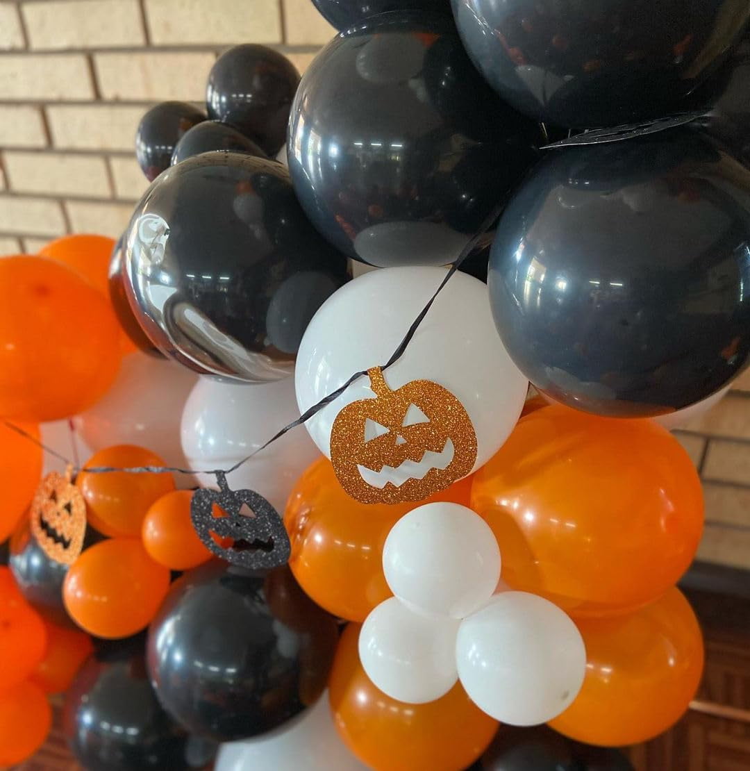 Halloween Balloons Black Orange Balloons Set, 50Pcs 12inch Black White Orange Confetti Latex Balloon Halloween Balloon for Celebration Party Bar Anniversary Graduation Decoration