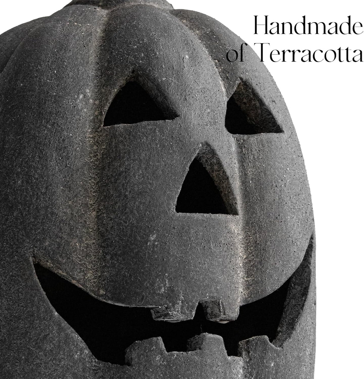 Halloween Decorations - 5.9" Black Handmade Resin Jack O Lantern Pumpkin Fall Decor, Indoor Outside Gothic Festival House Centerpiece Decoration for Table Garden Living Room Mantel