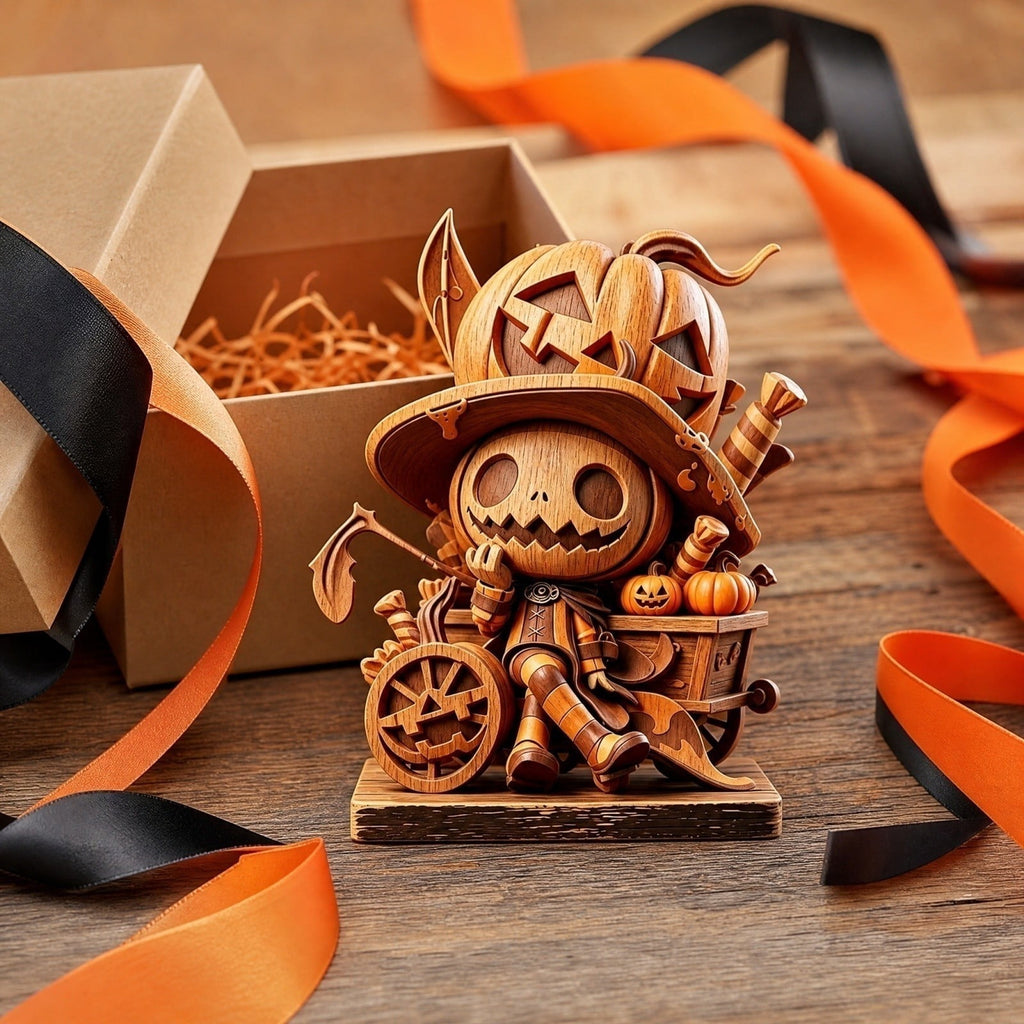 Halloween 2D Wooden Decoration, Ghost Pumpkin Cafe Tabletop Decor with Spooky Tavern Scene Design, Halloween Home Decor for Shelf Mantel Desk Display, Fall Decor and Seasonal Home Decorations