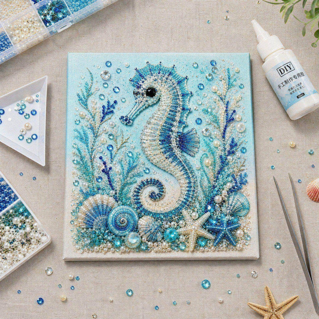 JWZZYD DIY Christmas Pearl Painting Art Kit with Frame, 9.8" Christmas Pearl Beads Art Craft Set, Gemstone Dots Beads for Holiday Christmas Wall Decor, Decoration Gift(Reindeer)
