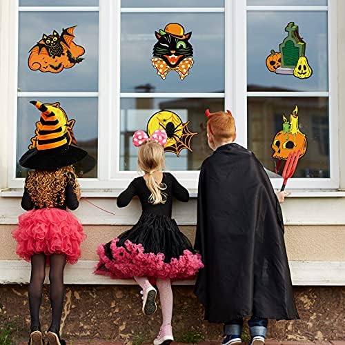 Containlol 12 Pcs Halloween Cutouts Vintage Pumpkin Witch Owl Wall Art