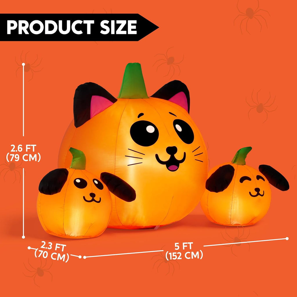 Joyfy 10 Ft Tall Halloween Inflatables Pumpkin,Giant Pumpki Blow Up Decor with Built-in LED Lights,Outdoor Decorations for Yard,Lawn,Garden