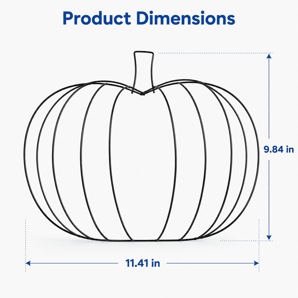 1Pc Wire Pumpkin Wreath Form, 11.41"x9.84" Metal Pumpkin Wreath Frame for Fall DIY Crafts, Autumn Shaped Wire Base for Halloween Thanksgiving Front Door Decor