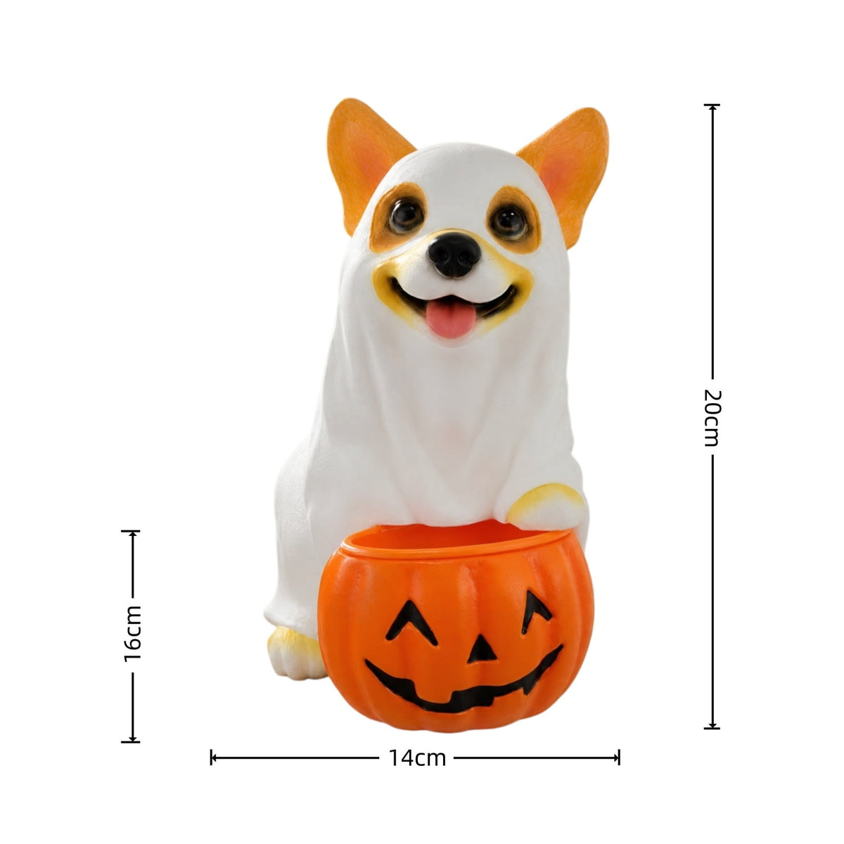 Fall Decorations for Home, 7.9in Lighted Halloween Scarecrow Dog Figurine, Resin Thanksgiving Halloween Garden Dogs Figurines for Autumn Harvest Porch Yard Garden Decor
