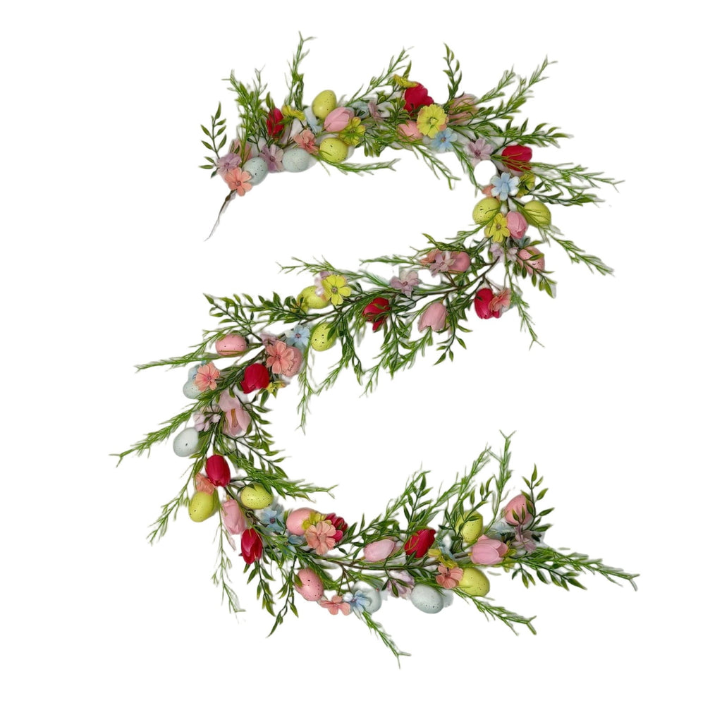 yulier Artificial Garland 70.86 inch Spring Garland with Flowers, Faux Vines Floral Hanging Garland for Holiday Wedding Spring Home Party Window Door Fireplace Table Indoor Outdoor Decor