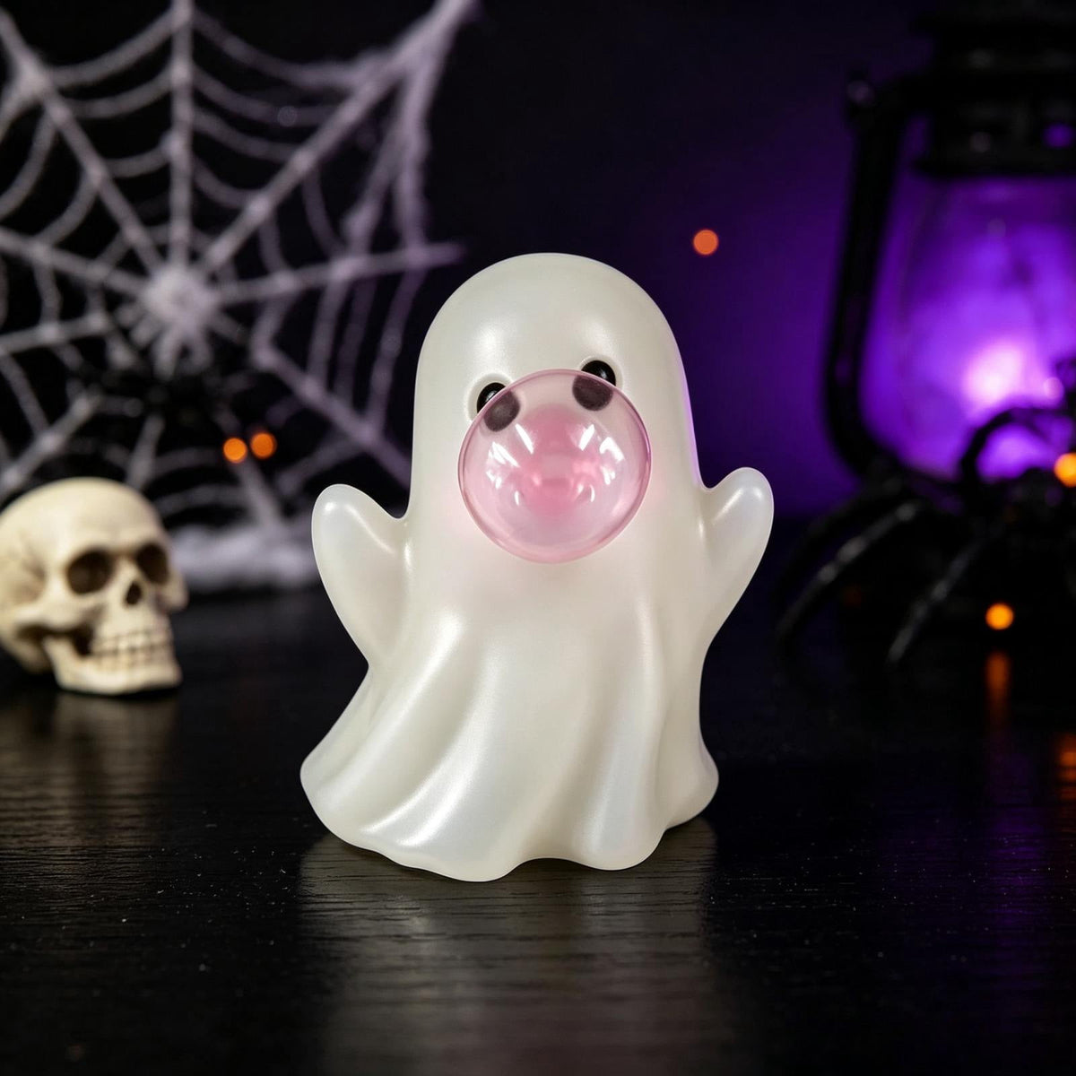 Lighted Halloween Ghost Candy Bowl, Cute LED Ghost Holding Pumpkin Candy Bucket for Trick or Treat, Outdoor Halloween Decorations for Front Porch, Indoor Yard Patio Halloween Decor