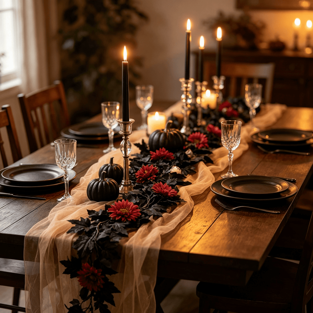 68 Inch Black Halloween Garland, Fall Artificial Vine, Thanksgiving Wall Decor for Home Mantel