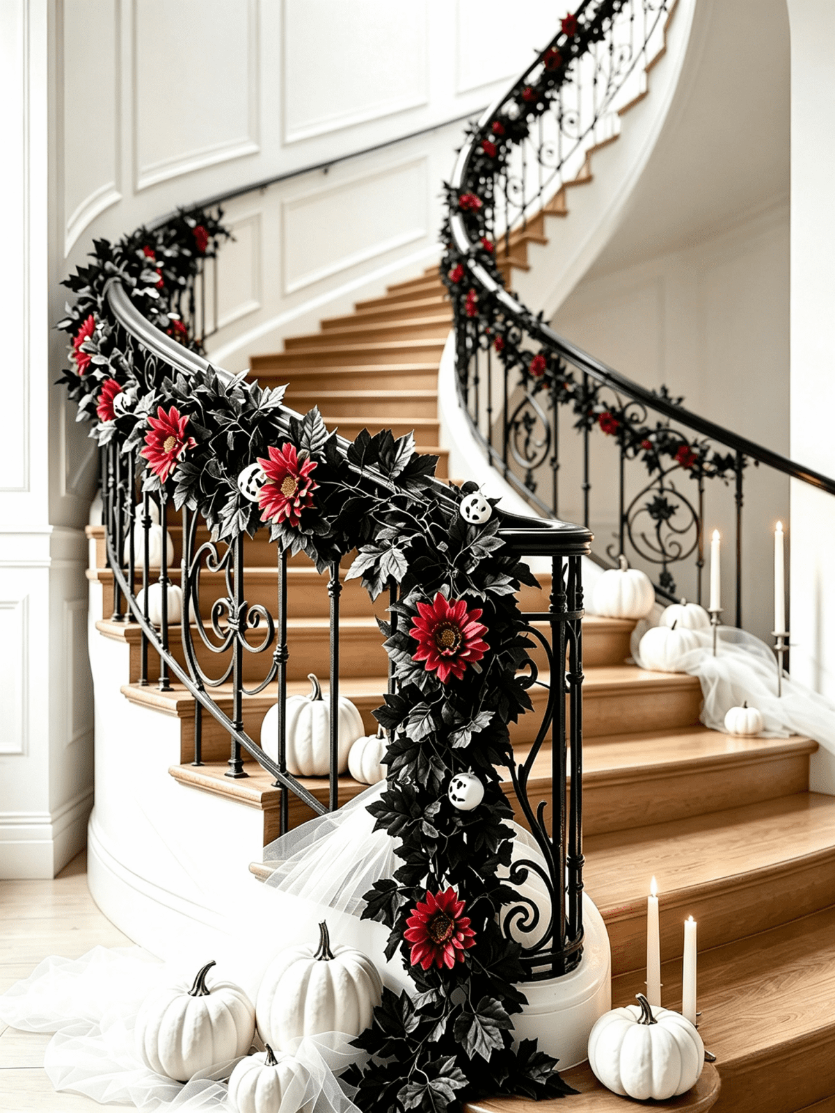 68 Inch Black Halloween Garland, Fall Artificial Vine, Thanksgiving Wall Decor for Home Mantel