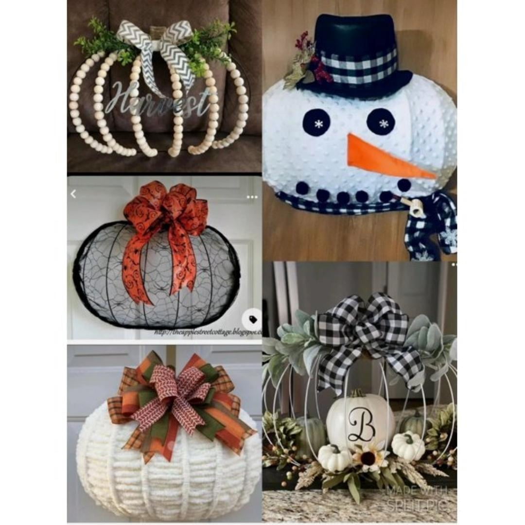 Pumpkin Wreath Form 2pcs Metal Wire Frame for Fall Dcor Halloween Decorations Front Door Hanging Farmhouse Autumn Thanksgiving Holiday Home DIY Project Craft for Garden Porch Patio Kitchen Wall